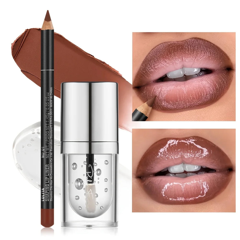 Lip liner and gloss for defined lips with lip liner