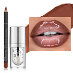 Lip liner and gloss for perfect lips with lip liner in rich brown