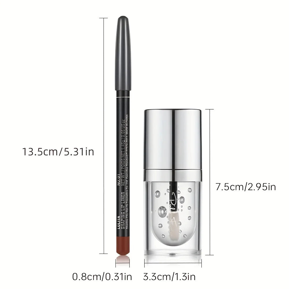 Lip liner and clear lip gloss for defined lips with lip liner
