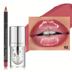 Lips with lip liner and glossy finish for a chic look