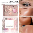 Baked full face makeup palettes with 7 colors for flawless application