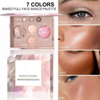 Baked full face makeup palettes with 7 colors for flawless application