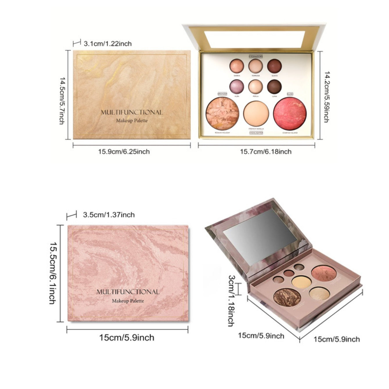VacationGrabs makeup palettes in stylish cases for versatile beauty looks