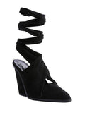 Mama Fav Lace Up High Block Heeled Mules - VacationGrabs