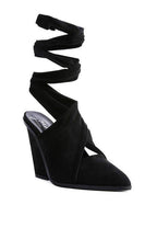 Mama Fav Lace Up High Block Heeled Mules - VacationGrabs