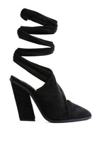 Mama Fav Lace Up High Block Heeled Mules - VacationGrabs