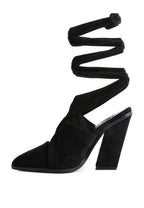Mama Fav Lace Up High Block Heeled Mules - VacationGrabs