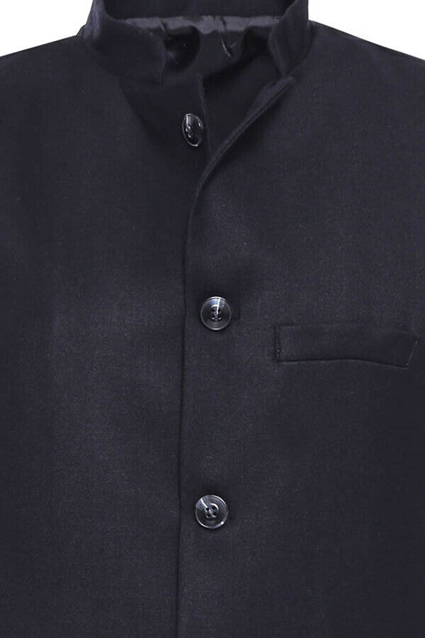 Mandarin Collar Cachet Black Men Vest – detail view