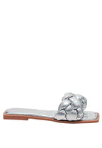 Marcue Patent Pu Quilted Slides In Woven Straps
