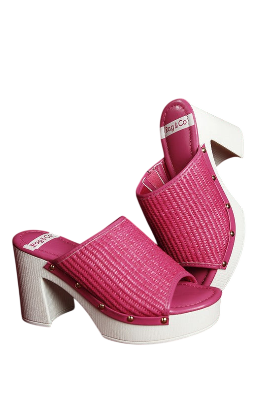 Marengo Raffia Wooden Clogs