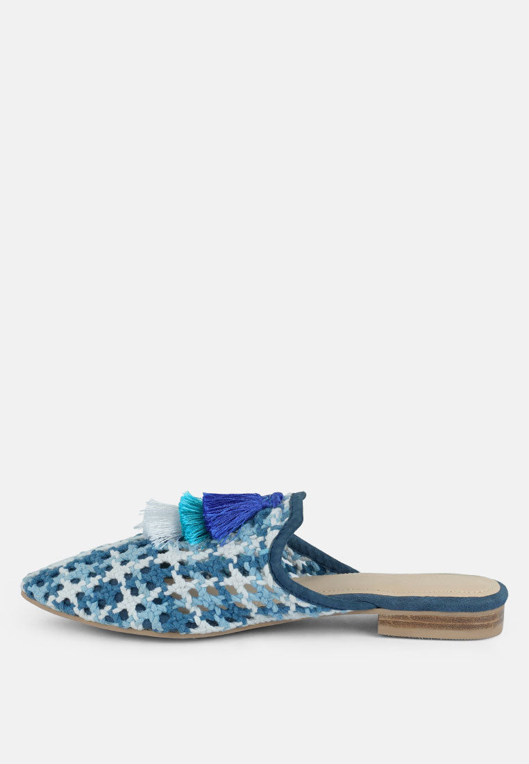 Mariana Woven Flat Mules With Tassels