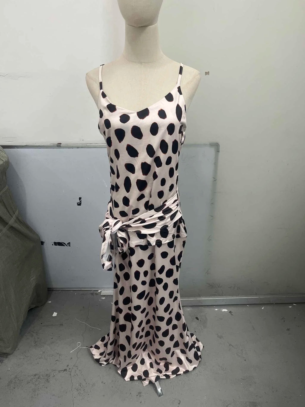 Women's pink and black leopard print matching set for casual wear