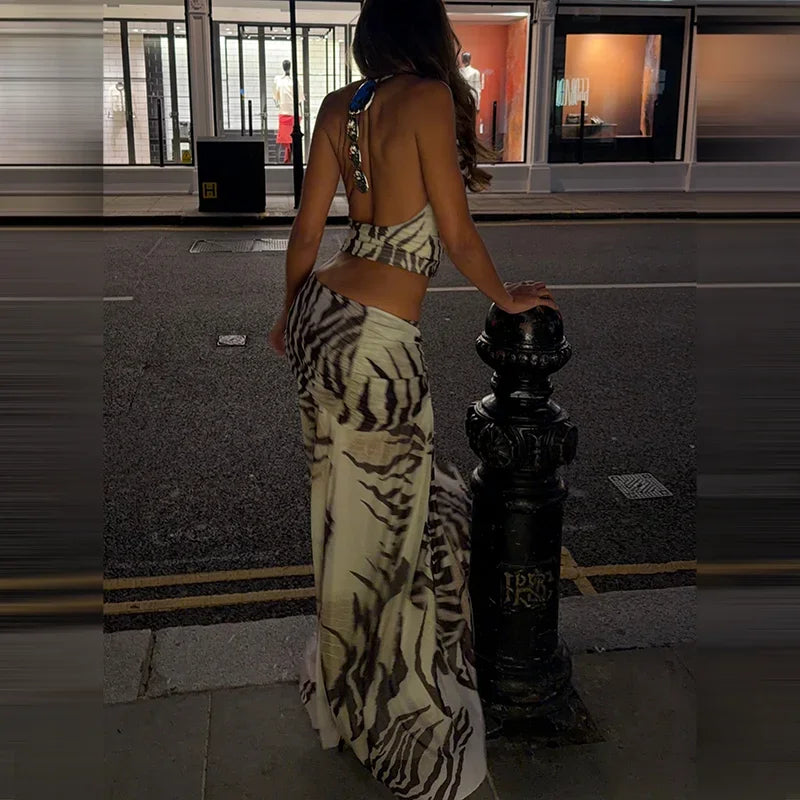 Women's matching set, zebra print, perfect for evening events