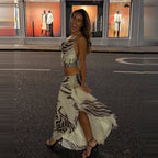 Women's zebra print matching set, stylish and perfect for summer outings