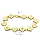 Matte gold women's bracelet featuring square links and sparkling rhinestones for elegant styling