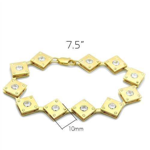 Matte gold women's bracelet featuring square links and sparkling rhinestones for elegant styling