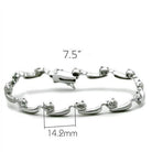 Matte rhodium brass bracelet for women with owl charms, measuring 7.5 inches long