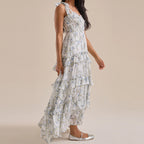 Women's floral maxi boho dress, lightweight fabric for summer outings