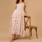 Women's floral maxi boho dress, lightweight fabric for summer outings