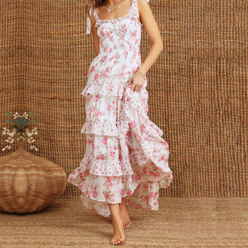Women's floral maxi boho dress, lightweight cotton for summer outings