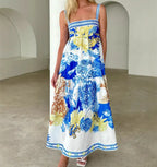 Women's floral print cotton maxi dress for summer outings