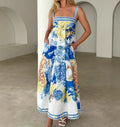 Women's floral print vacation maxi dress, vibrant colors, perfect for summer outings