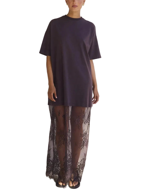 Women's black lace maxi dress, perfect for summer evenings