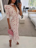 Women's floral white and maxi dress, perfect for summer events