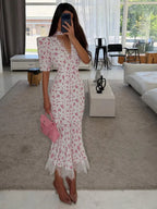 Women's white floral and maxi dress for summer events