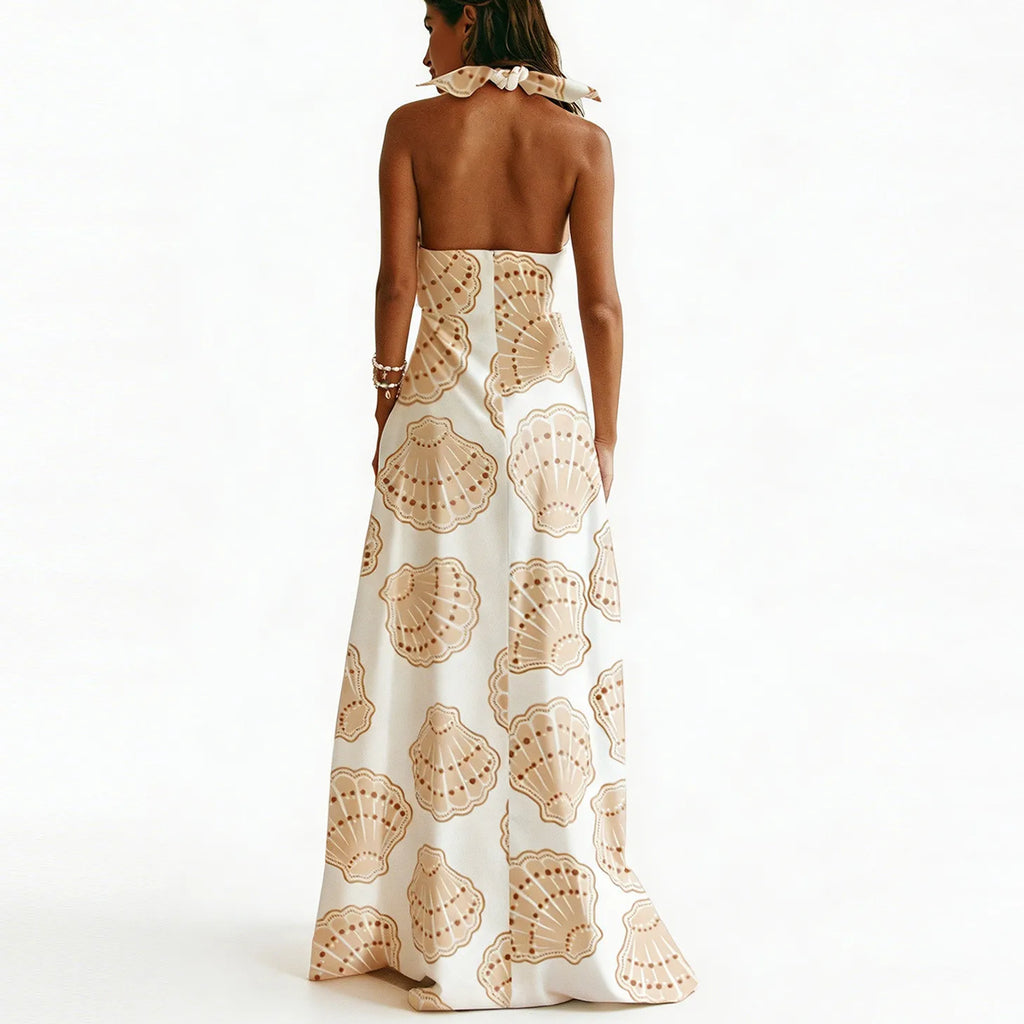 Shell print maxi dress from VacationGrabs for beach outings
