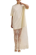 Women's cream maxi dress with lace overlay for casual outings