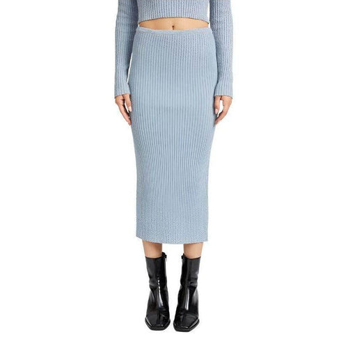Maxi Knit Skirt With Back Slit - VacationGrabs