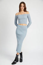 Maxi Knit Skirt With Back Slit - VacationGrabs