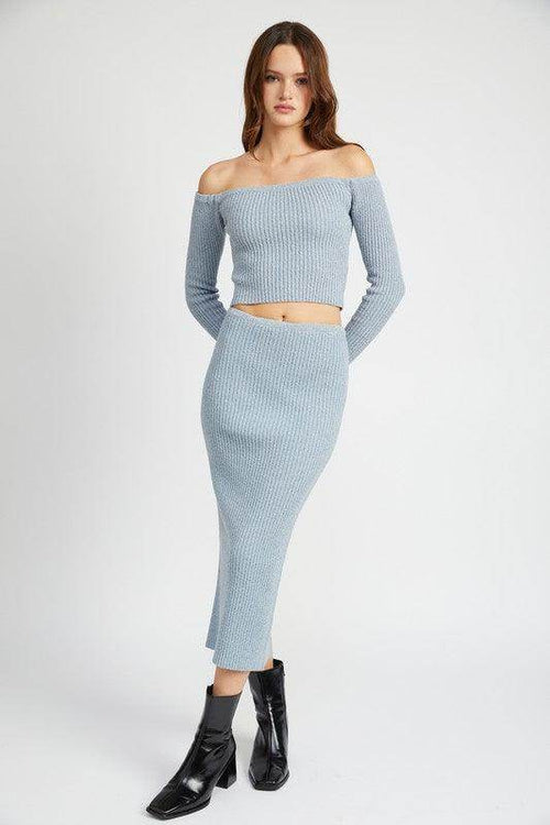 Maxi Knit Skirt With Back Slit - VacationGrabs