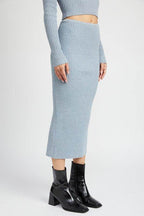 Maxi Knit Skirt With Back Slit - VacationGrabs