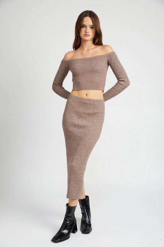 Maxi Knit Skirt With Back Slit - VacationGrabs