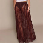 Burgundy lace maxi skirt, perfect for beach outings