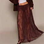 Women's brown lace maxi skirt for stylish summer outings