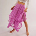 Women's lavender lace maxi skirt, perfect for summer outings