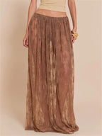 Brown lace maxi skirt for women's summer beach outings