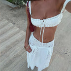 Women's white maxi skirt set, perfect for summer outings