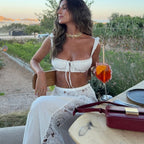 Women's white maxi skirt, lace details, perfect for summer outings