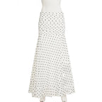 women's white polka dot maxi skirt, lightweight fabric, beachwear