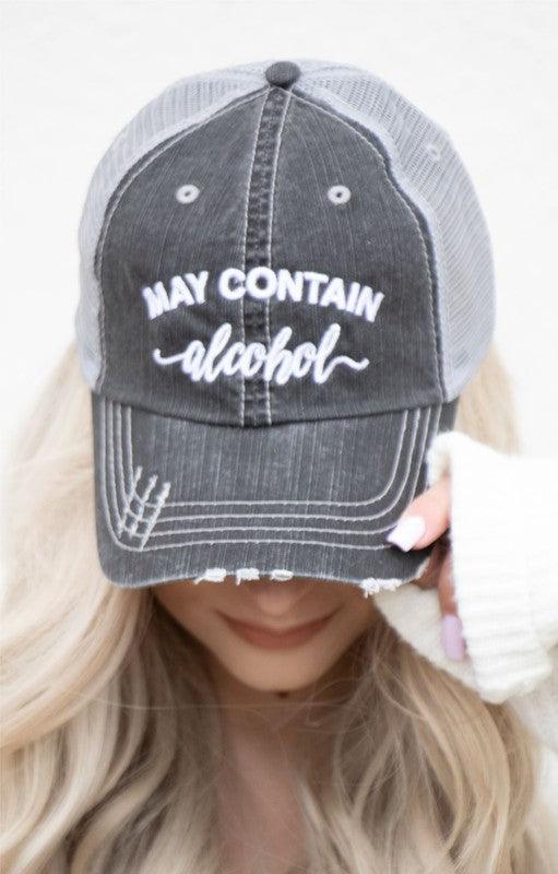 Women's Accessories - Hats May Contain Alcohol Embroidered Trucker Hat