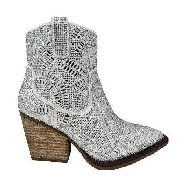 Maze-Rhinestone Western Boots - VacationGrabs