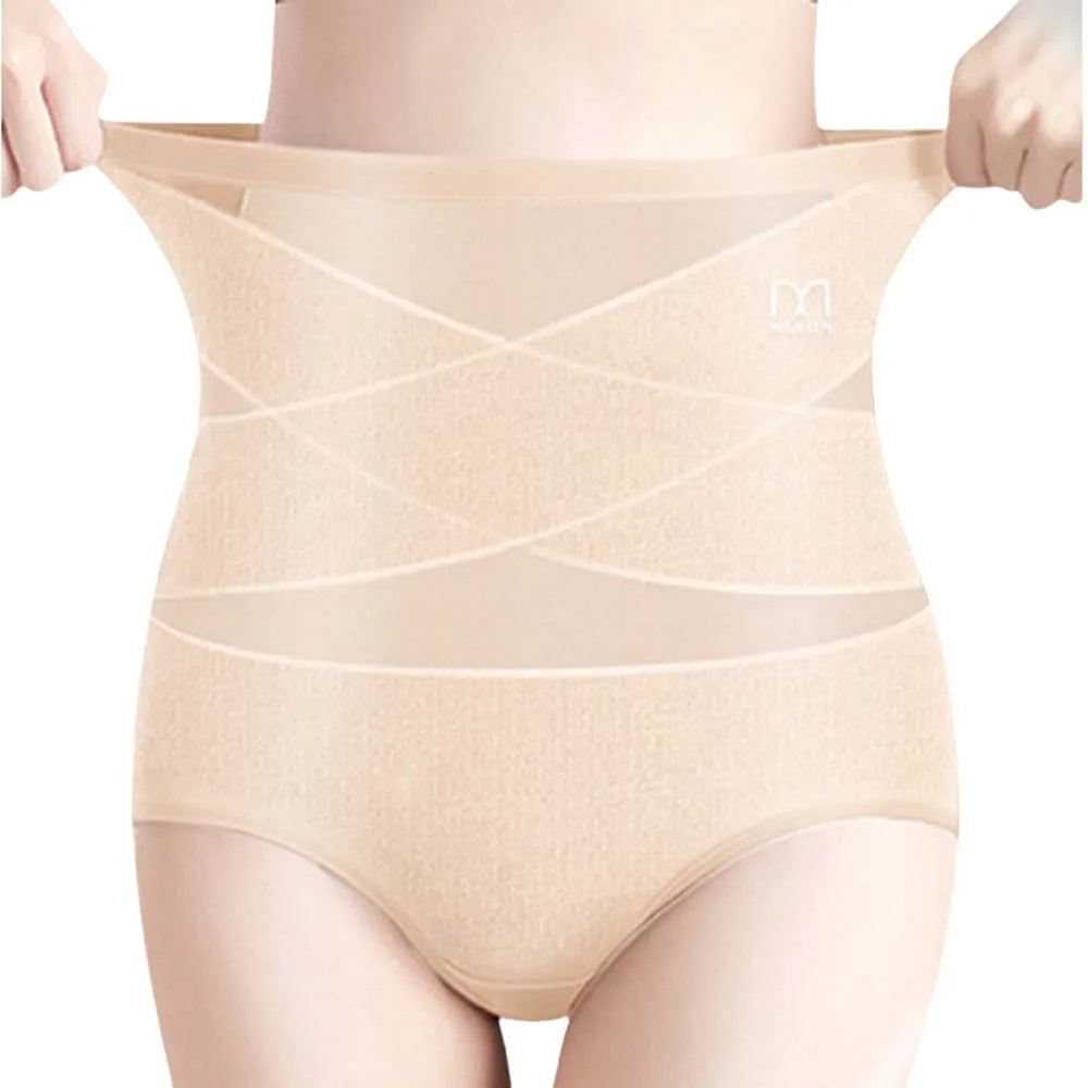 High waist panties women in nude color, seamless stretch fabric for everyday comfort