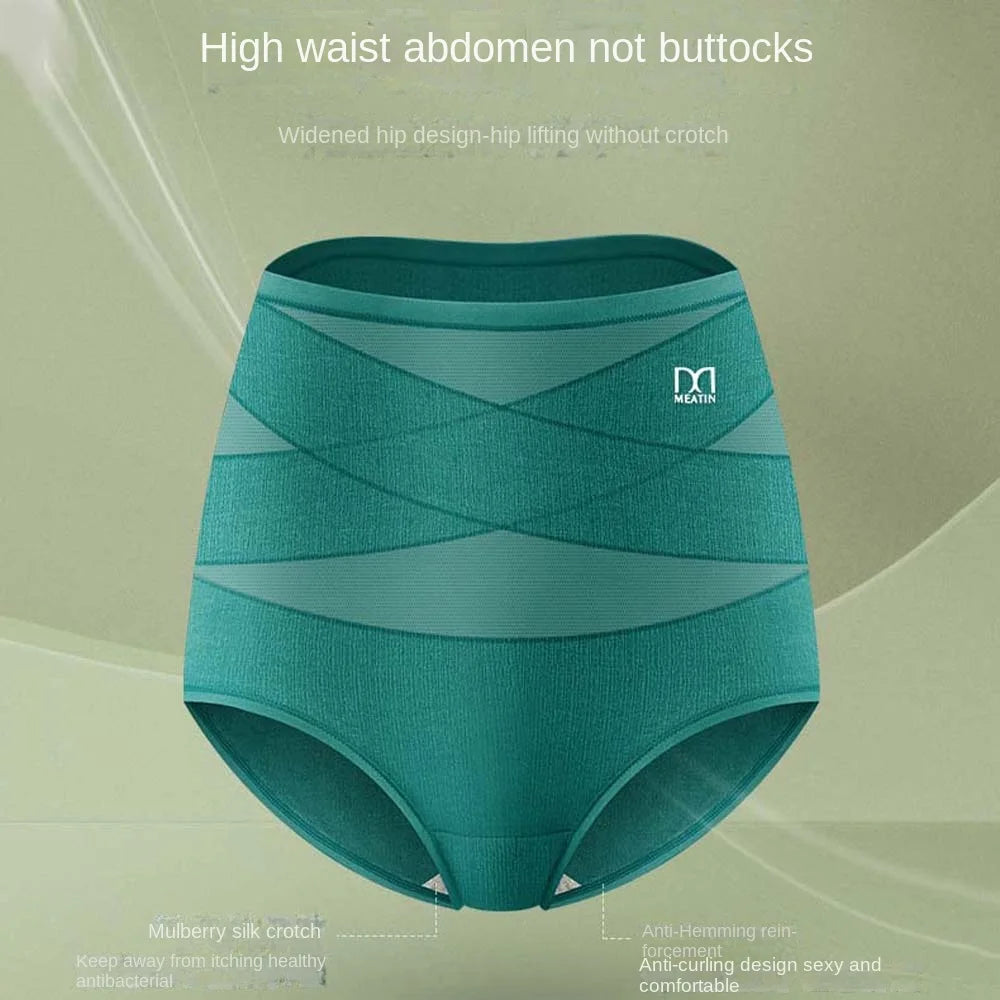 High waist panties women in teal, mulberry silk, designed for comfort and support