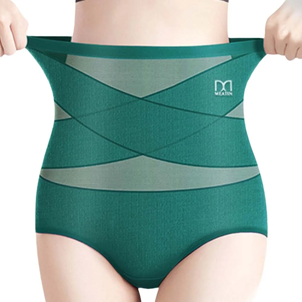high waist panties women in teal, seamless, comfortable shapewear
