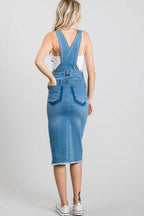LITZ LA medium blue overall dress with back pockets and adjustable straps for a casual look