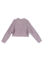 Lilou Women's Melange Knit Sweater in Light Purple with Cropped Design and Long Sleeves